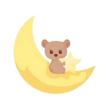 Cute bear cartoon with moon vector design Ilustração Stock