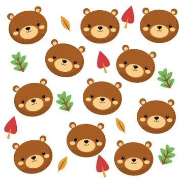 Cute bear cartoon pattern background Stockillustratie