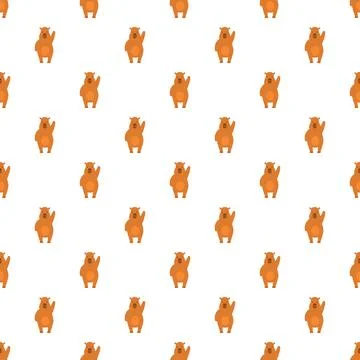 Cute bear cartoon pattern waving hand seamless background Stock Illustration