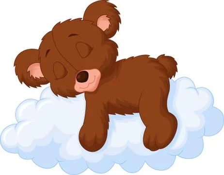 Cute bear cartoon sleeping on the cloud Stock Illustration