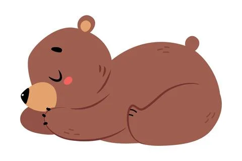 Cute Bear Character with Rounded Ears Lying and Sleeping Vector Illustration Stock Illustration