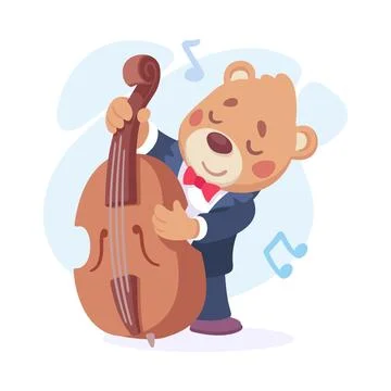 Cute Bear Character in Suit Playing Cello Vector Illustration Ilustración de archivo