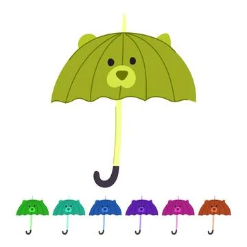Cute bear character umbrella offering rain protection graphic Illustration