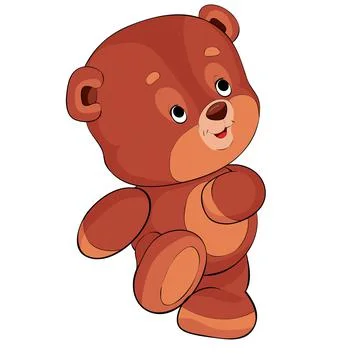 Cute bear character walking in place, cartoon illustration, isolated object o Illustrazione stock