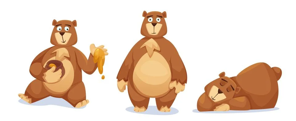 Cute bear characters set isolated on white Stock Illustration