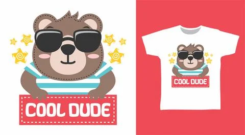 Cute bear cool dude for print on tee Stock-Illustration