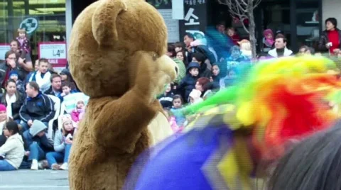 Cute bear costum perfomance Stock Footage 575392
