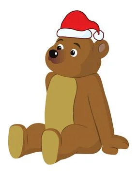 Cute bear cub with christmas hat Illustrazione stock