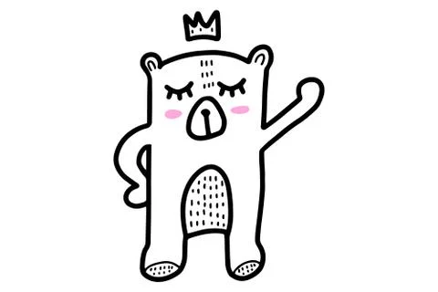 Cute bear doodle. Hand drawn lines cartoon vector illustration isolated on wh Illustrazione stock