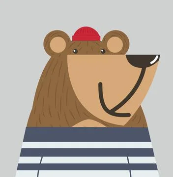 Cute bear doodle vector icon sailor Stockillustratie