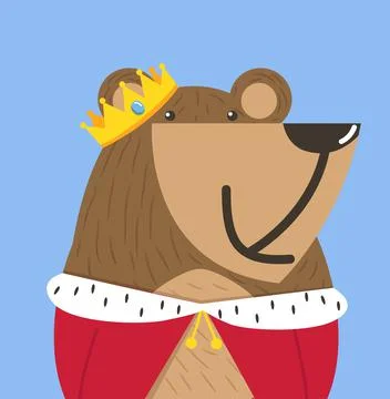 Cute bear doodle vector king Illustrazione stock