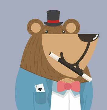 Cute bear doodle vector Magic Illustrazione stock