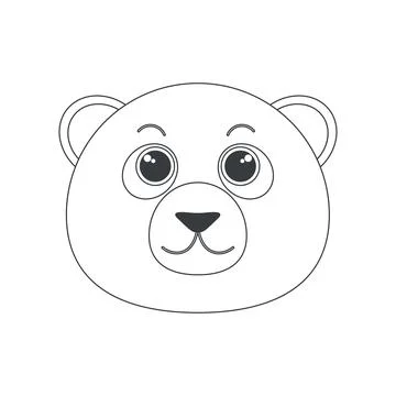 Cute bear face, animals head of simple circle geometric shape Stock Illustration
