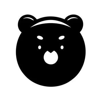 Cute Bear Face Icon. Simple and friendly cartoon bear head. Stock Illustration