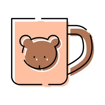 Cute bear face illustration on a coffee mug Stock Illustration