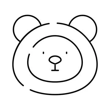 Cute bear face minimalist line drawing logo Stock Illustration