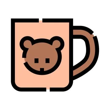 Cute bear face mug icon for children Stock Illustration