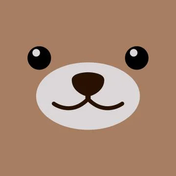 Cute bear face over brown background. Kawaii illustration. Stock Illustration