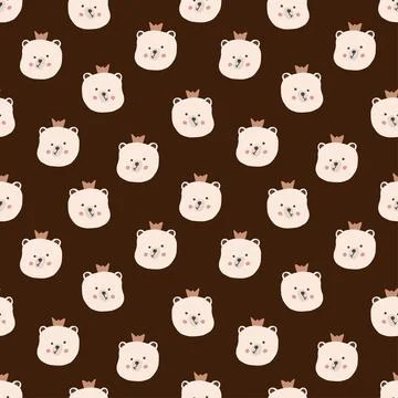 Cute bear faces create a cheerful kids pattern. Seamless background Stock Illustration