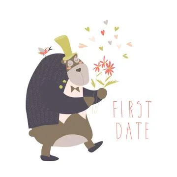Cute bear with flowers Stock Illustration