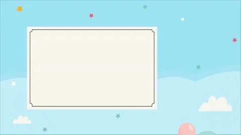 Cute bear flying in the sky with rectangular frame, between colorful balloons, a Stock Footage 121794176