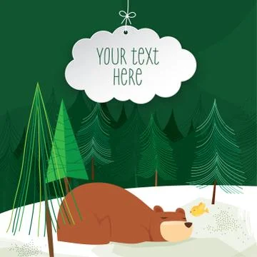 Cute bear greeting card Stock Illustration