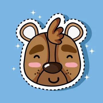 Cute bear head animal patch sticker design 스톡 일러스트