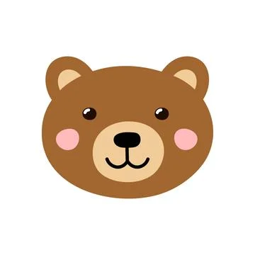Cute bear head in cartoon style. Brown bear face for baby and kids design Stock Illustration