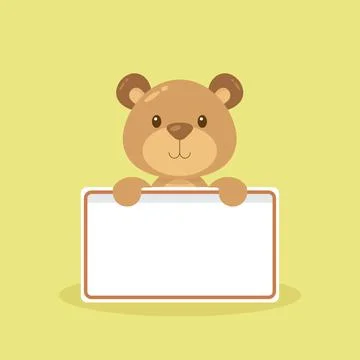 Cute Bear Holding Blank Text Board Stock Illustration