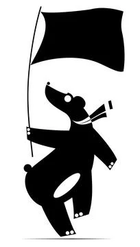 Cute bear holding a flag Stock Illustration