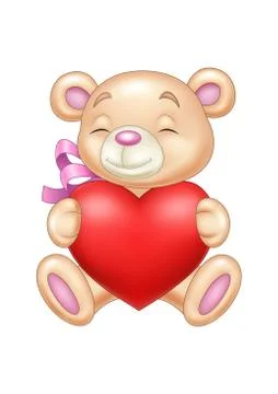 Cute bear holding heart Stock Illustration