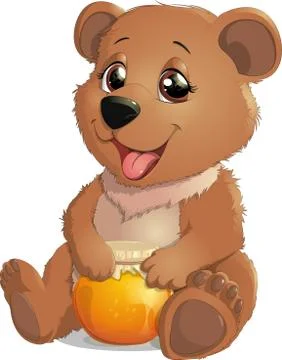 Cute Bear with Honey Stock Illustration