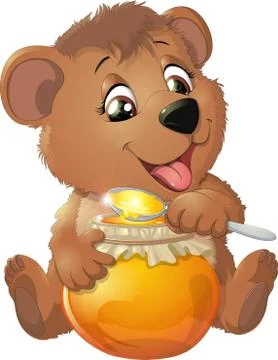 Cute Bear with Honey Stock Illustration