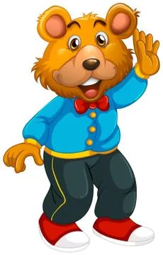 Cute bear in human-like pose isolated Ilustración de archivo