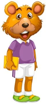 Cute bear in human-like pose isolated Ilustración de archivo