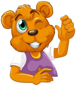 Cute bear in human-like pose isolated Ilustración de archivo