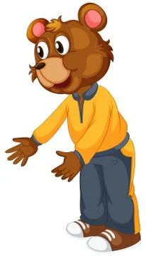 Cute bear in human-like pose isolated Ilustración de archivo