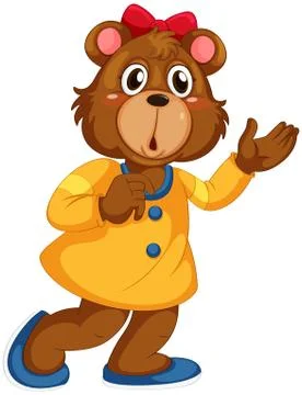 Cute bear in human-like pose isolated Ilustración de archivo