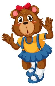 Cute bear in human-like pose isolated Ilustración de archivo