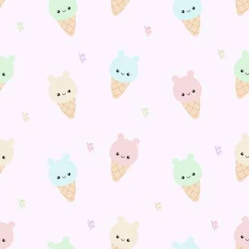 Cute bear ice cream seamless pattern Stock Illustration