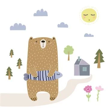 Cute bear illustration Illustrazione stock