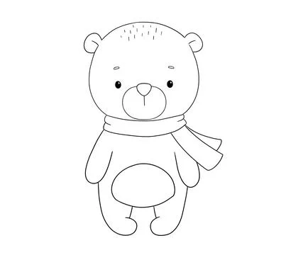 Cute bear, line hand drawn illustration isolated on white background Stock Illustration