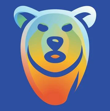 Cute Bear Logo, Predator logo, Gradient Vector, Wild Animal vector, Bear logo イラスト素材