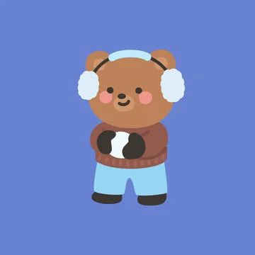 A cute bear making a snowball Illustrazione stock