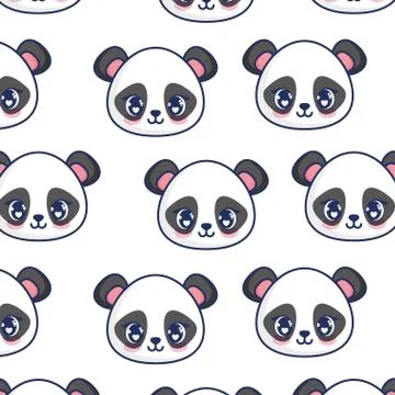 Cute bear panda adorable characters pattern Illustrazione stock