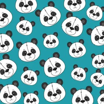 Cute bear panda heads pattern Illustrazione stock