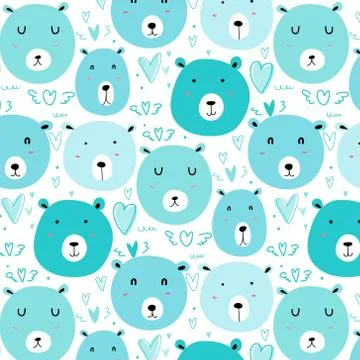 Cute bear pattern background. Stock Illustration