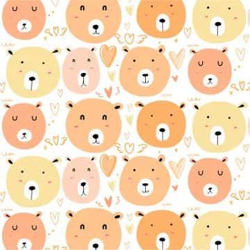Cute bear pattern background. Stock Illustration