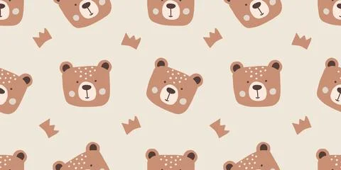 Cute bear pattern featuring playful designs for children. 스톡 일러스트