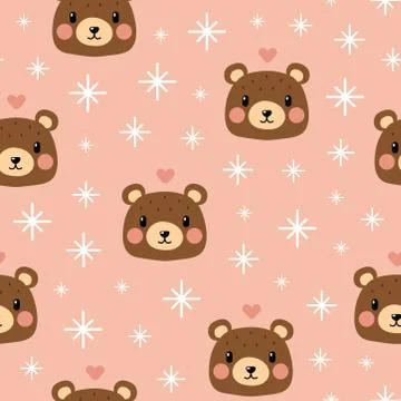 Cute bear pattern on pink background Stock Illustration